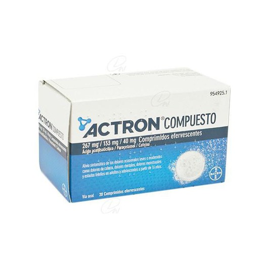 Comprimés effervescents Actron 267 mg / 133 mg / 40 mg, 20 comprimés