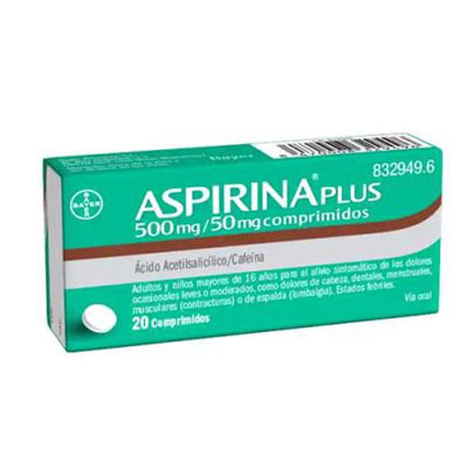 Aspirina Plus 500 Mg/ 50 Mg Comprimidos, 20 Comprimidos