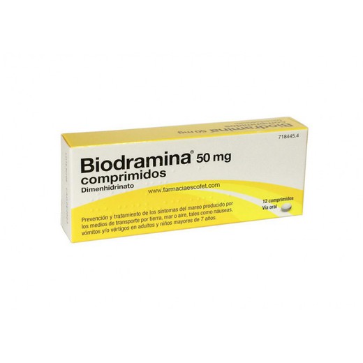 Biodramina 50 Mg Comprimidos, 12 Comprimidos