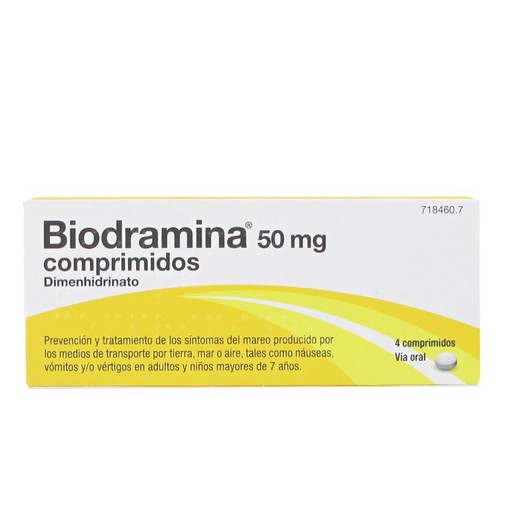 Biodramina 50 Mg Comprimidos, 4 Comprimidos