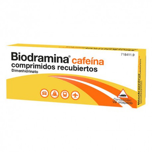 Comprimés enrobés de caféine Biodramina, 4 comprimés