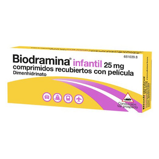 Biodramina infantil 25 mg, comprimidos revestidos por filme, 12 comprimidos