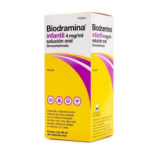 Biodramina  Infantil 4 Mg/Ml Solucion Oral, 1 Frasco De 60 Ml