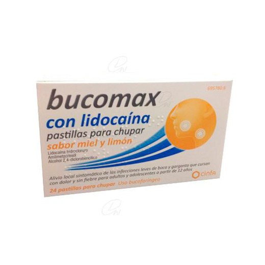 Bucomax Con Lidocaina Pastillas Para Chupar Sabor Miel Y Limon, 24 Pastillas