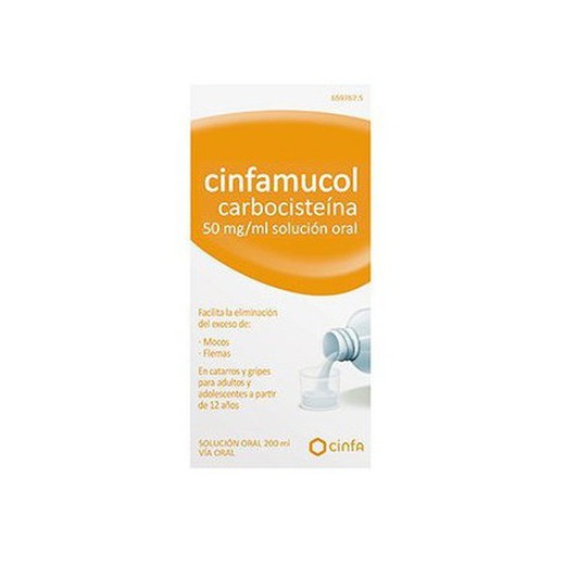 Solução Oral de Cinfamucol Carbocisteína 50 Mg / Ml, 1 Frasco de 200 Ml