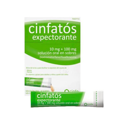 Cinfatos Expectorante  10 Mg + 100 Mg Solución Oral En Sobres, 18 Sobres