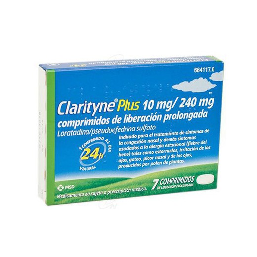 Clarityne Plus 10 mg / 240 mg Tabletten mit verlängerter Freisetzung, 7 Tabletten