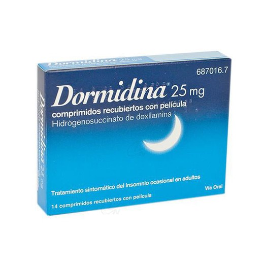 Dormidina Doxilamina 25 comprimidos revestidos de filme de mg, 14 comprimidos