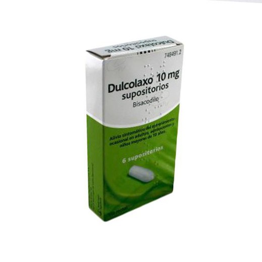 Dulcolaxo Bisacodilo 10 mg suppositoires, 6 suppositoires