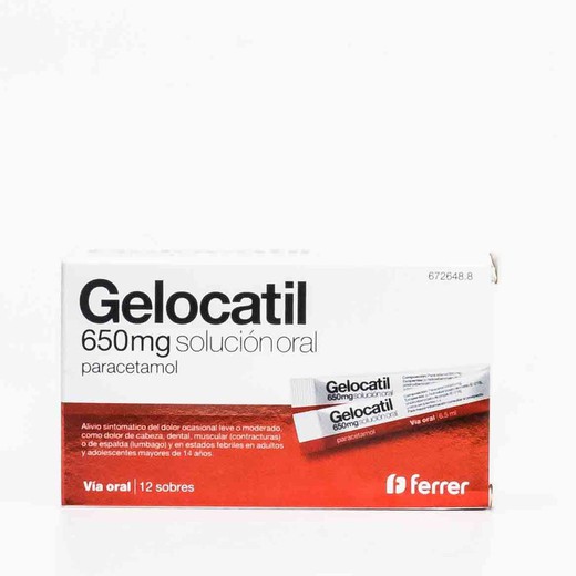 Gelocatil 650 Mg Solution Orale, 12 Sachets