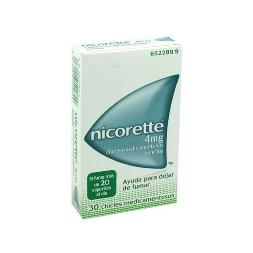 Nicorette 4 mg de gomas de mascar medicamentosas, 30 gomas de mascar