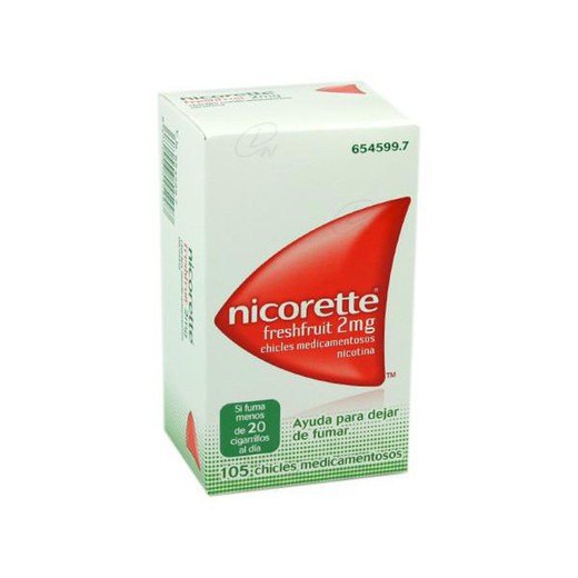 Nicorette Freshfruit 2 mg de goma de mascar medicamentosa, 105 gomas de mascar
