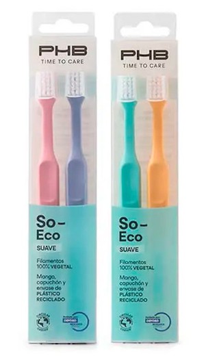 PHB Time To Care So Eco Cepillos SUAVE (1 PACK DE 2 cepillos)