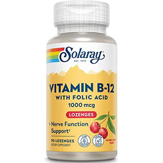Solaray Vitamina B12 1000 Mcg + Acido Folico 90 Comprimidos
