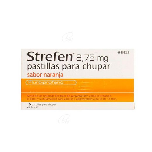 Pastilhas de sabor laranja de 8,75 mg de Strefen, 16 pastilhas