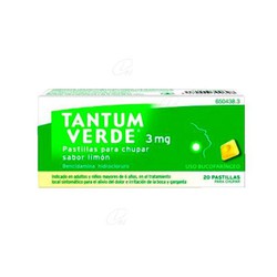Tantum Verde 3 Mg di pastiglie da succhiare al gusto di limone, 20 pastiglie