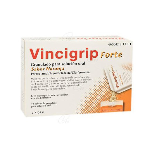 Vincigrip Forte  Granulado Para Solucion Oral Sabor Naranja, 10 Sobres