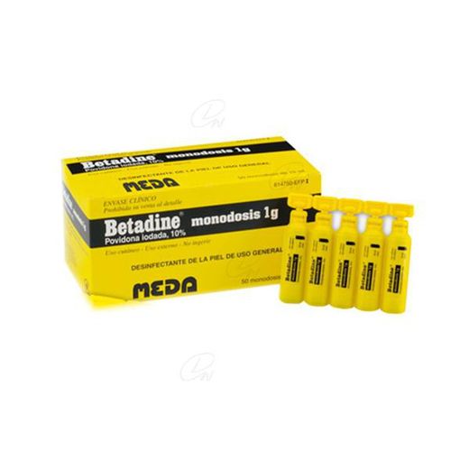 Betadine Monodosis 1g Solucion, 50 Envases Unidosis De 10 Ml