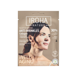 IROHA Nature Mascarilla Antiarrugas Rostro y Cuello con Colágeno