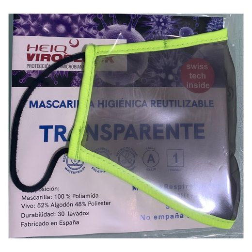 Máscara lavável transparente adulto CINZA