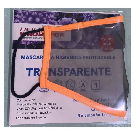 Máscara lavável transparente adulto CINZA
