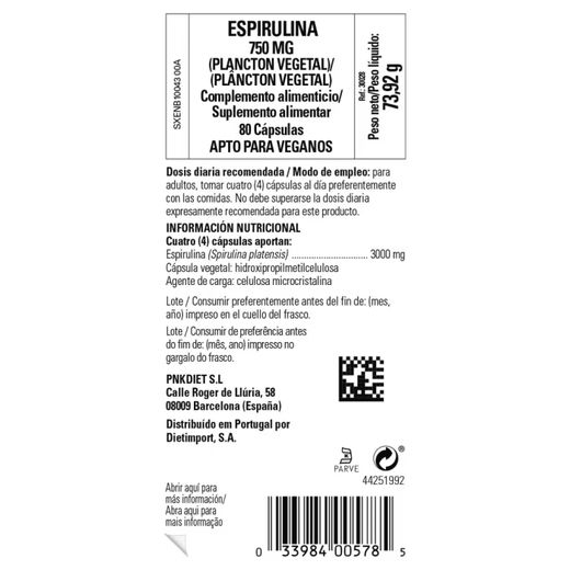 Solgar Espirulina 750 mg 80 cápsulas