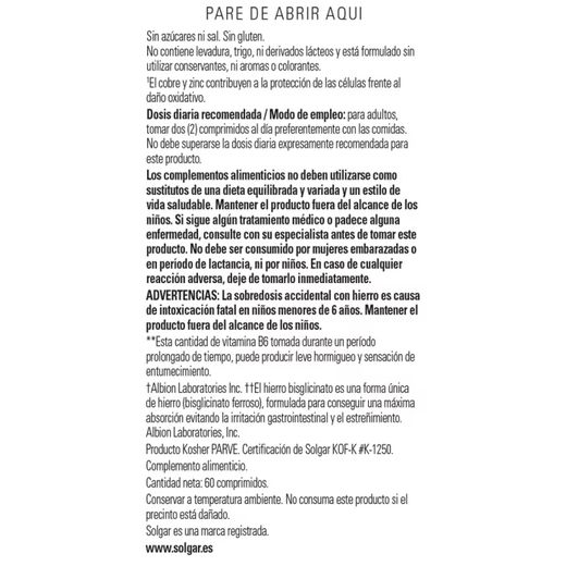Solgar Fórmula VM-2000 60 comprimidos