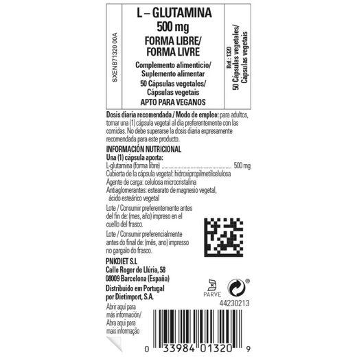 Solgar L-Glutamin 500 mg. 50 Gemüsekapseln.