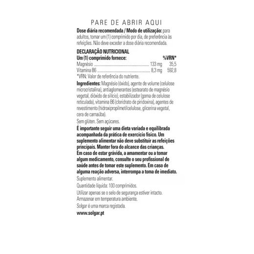 Solgar Magnesium Vitb6 100 Comp