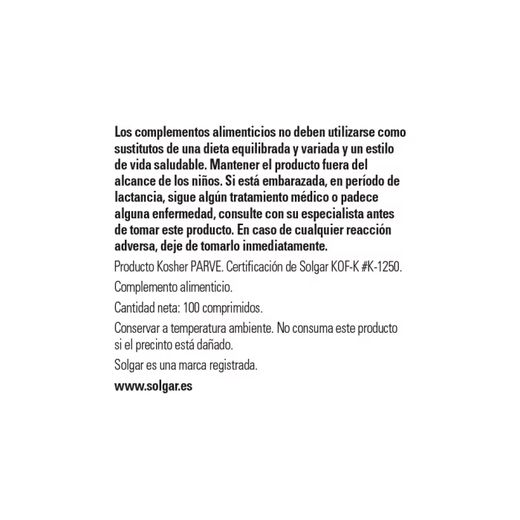 Solgar Vitamina B1 500 mg 100 comprimidos