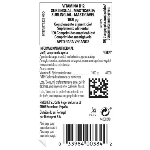 Solgar Vitamina B12 1000µg 100 Comprimidos Masticables