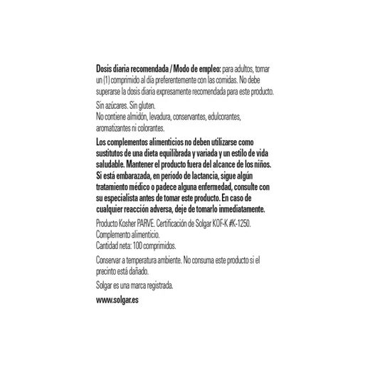 Solgar Zinco Picolinato 22 Mg 100 Compresse